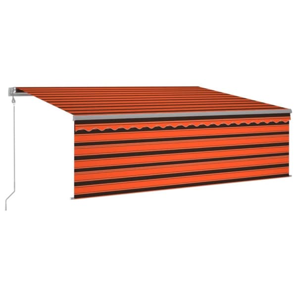 Automatisk markis m. vindsensor rullgardin LED 4x3m orange/brun