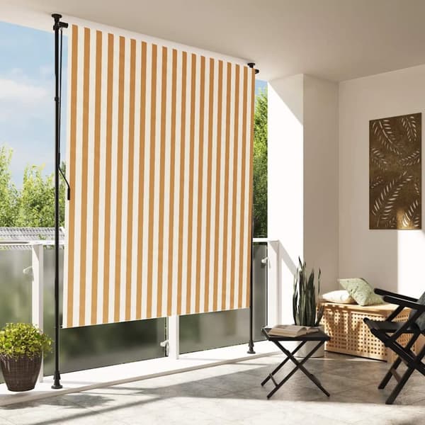 Rullgardin utomhus orange och vit 150x270 cm tyg&stål