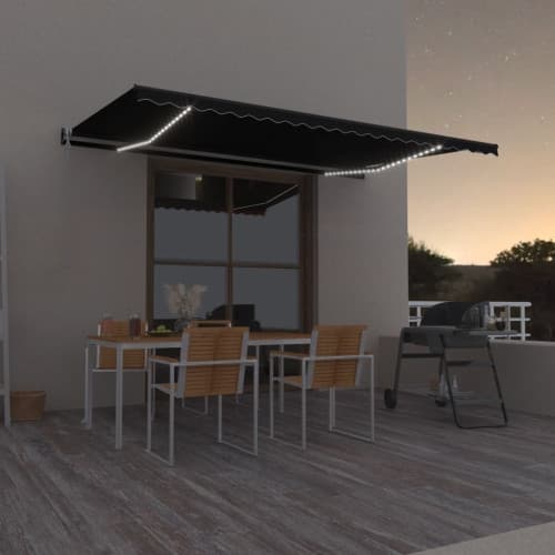 Automatisk markis med vindsensor & LED 500x350 cm antracit