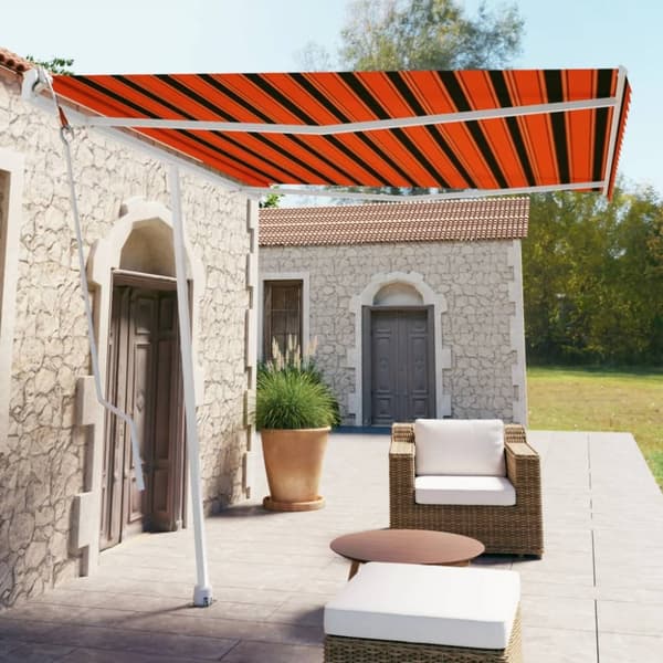 Fristående markis automatisk 300x250 cm orange/brun