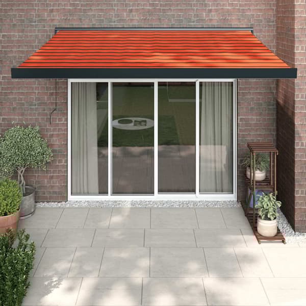 Markis infällbar orange och brun 3x2,5 m tyg&aluminium