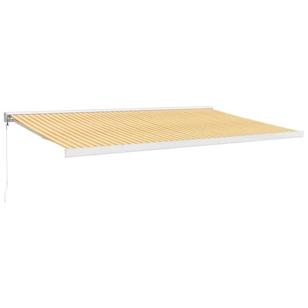 Markis infällbar gul och vit 5x3 m tyg&aluminium
