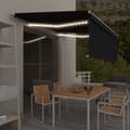 Miniatyrbild 1 av 2: Manuell markis med rullgardin och LED 4,5x3m antracit