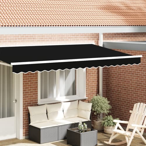 Markisvalance för 4 m Ram Svart 3.8x0.2 m