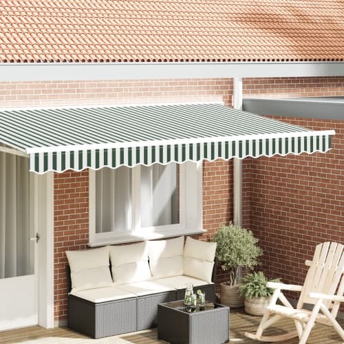 Baldakin Valance för 4 m Ram Grön och Vit 3.8x0.2 m