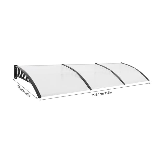 Dørmarkise, Buet Design, Aluminium og PP+PC Konstruktion, Væghængt,Klar