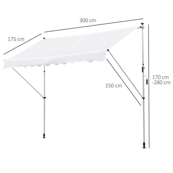 Manuel Utrækkelig Markise, Justerbar Højde 170-280 cm, Vandtæt Polyester