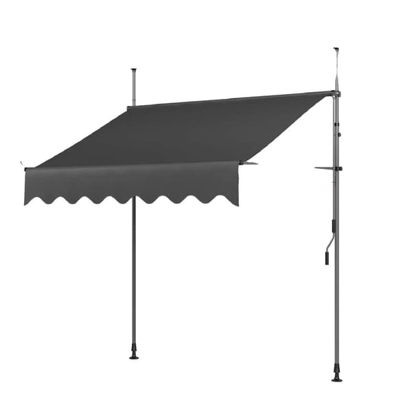 Balkongmarkis, Justerbar Höjd 200-300 cm, UV-beständigt Tyg,250 x 120cm Grå