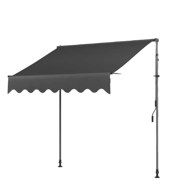 Balkongmarkis, Justerbar Höjd 200-300 cm, UV-beständigt Tyg,200 x 120cm Grå