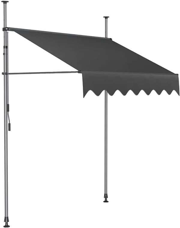 Balkonmarkise, Justerbar Højde 200-300 cm, UV-bestandigt Stof,400 x 120cm Grå