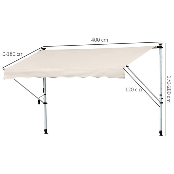 Retractable Manual Canopy, Beige Farve, Justerbar Højde