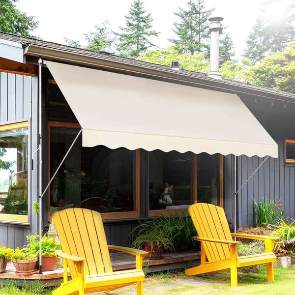 Retractable Manual Canopy, Beige Farve, Justerbar Højde