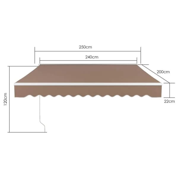 Solmarkise, UV- og vandafvisende, holdbar aluminiumsramme,2,5-2M