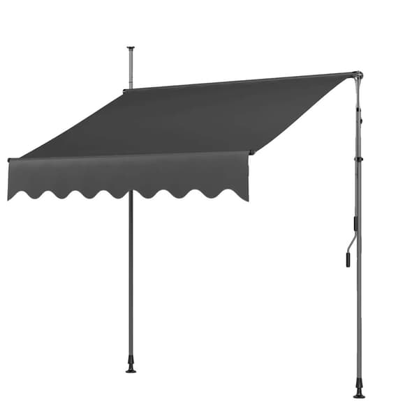 Balkongmarkis, Justerbar Höjd 200-300 cm, UV-beständigt Tyg,350 x 120cm Grå