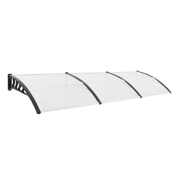 Bueformet Dørmarkise, Moderne Design, UV Beskyttelse,Sort ramme