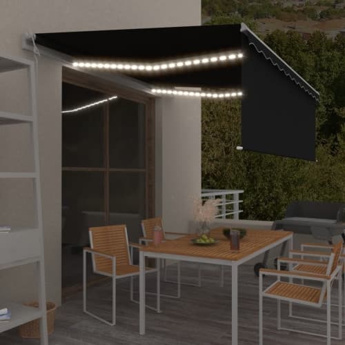 Automatisk markis vindsensor rullgardin LED 4,5x3m antracit