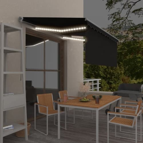 Manuell infällbar markis med rullgardin&LED 3,5x2,5 m antracit