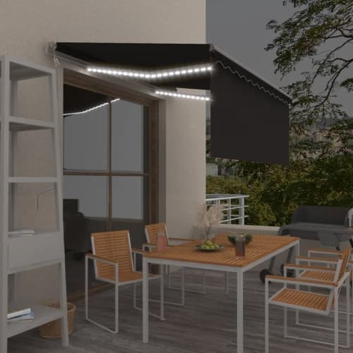 Automatiserad markis vindsensor rullgardin LED 3x2,5m antracit
