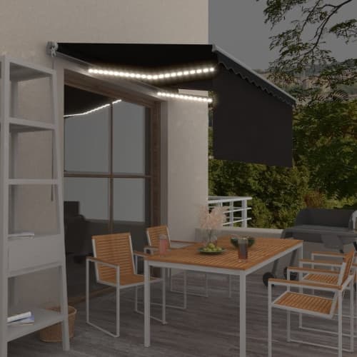 Manuell markis med rullgardin och LED 3x2,5m antracit