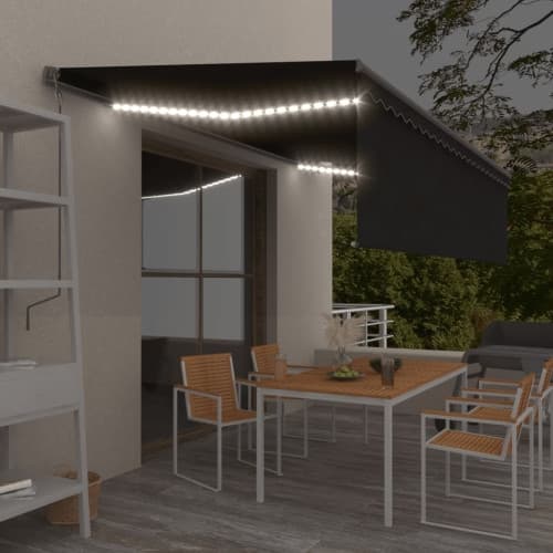 Automatiserad markis rullgardin vindsensor LED 5x3m antracit
