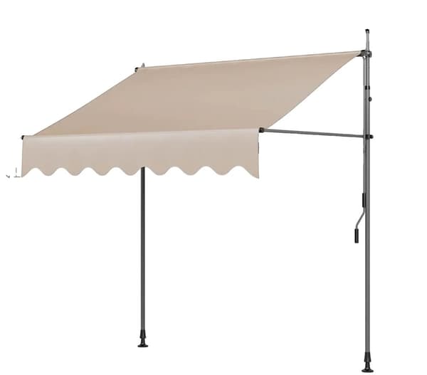 Utomhus Retraktabel Markis, Justerbar Höjd 200-300 cm, Manuell Drift,Khaki 200x120 cmKhaki 200x120 cm