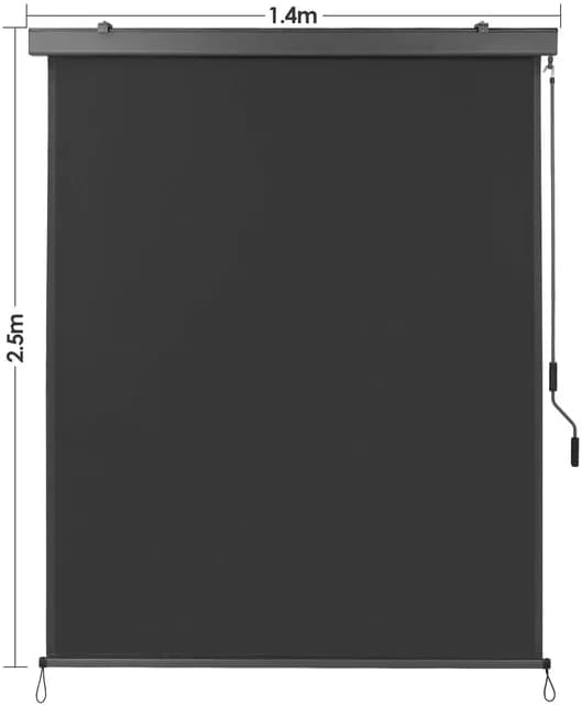 Utdragbar Vertikal Markis, Solresistent, Vindresistent, Grå 140cm x 250cm