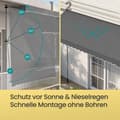 Miniatyrbild 4 av 5: Rootz Clamp Awisning - Balcony Awisning - Höjd justerbar skugga - väderbeständig polyester - 200 cm x 120 cm x 220-300 cm