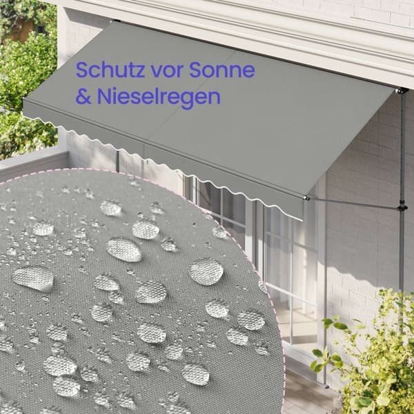 Rootz Clamp Awisning - Balkony Awisning - Höjd justerbar - Solskydd - 350 cm x 120 cm x 220-300 cm