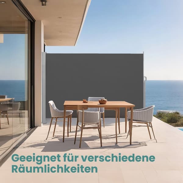 Rootz Udvidelig side markise - stålkasse - udtrækkelig solskygge - Rustbestandig - Anthracite - 160 cm x 450 cm