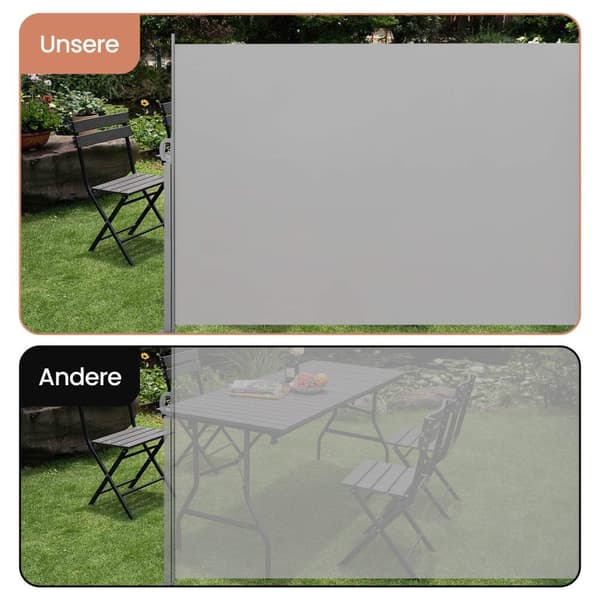 Rootz Side Awner - Udvidelig skygge - Sunshade - Rust Resistent - Pulverlakeret stål - 160 cm x 350 cm
