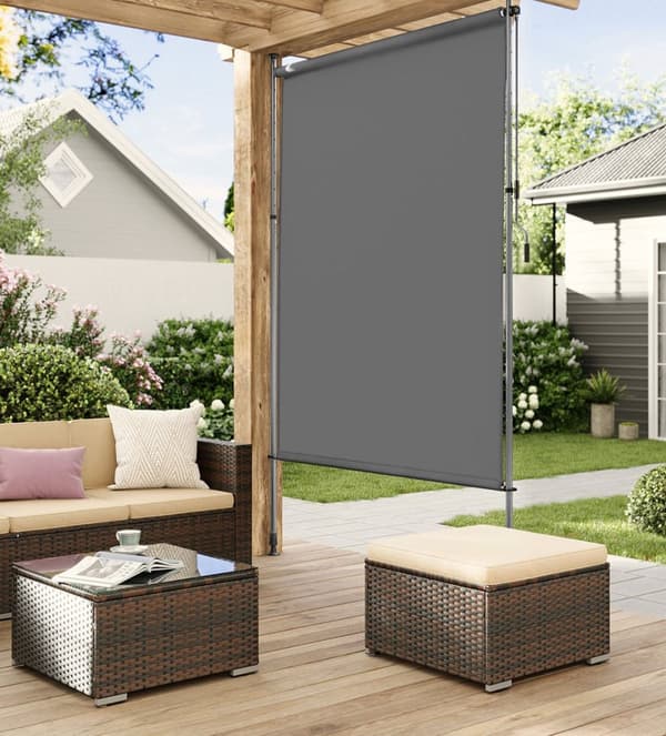 Rootz lodret markise - Solskygge - Højdejusterbar baldakin - beskytter mod sol - grå - 200 cm x (220-300) cm