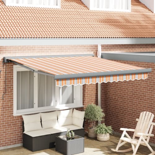 Automatisk utdragbar markis med flerfärgad rand 350x250 cm