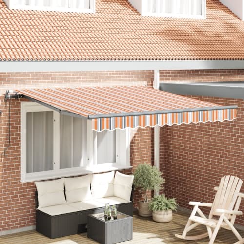 Automatisk utdragbar markis med flerfärgad rand 300x250 cm