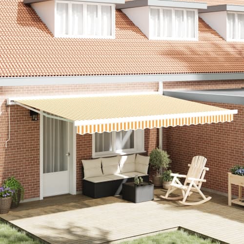 Automatisk Uttagsbar Markis Orange och Vit 450x300 cm