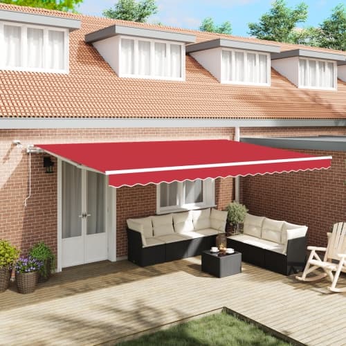 Automatisk Utdragbar Markis med LED Röd 500x350 cm