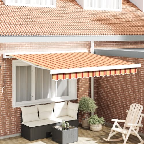 Manual Utdragbar Markis Gul och Orange 300x250 cm