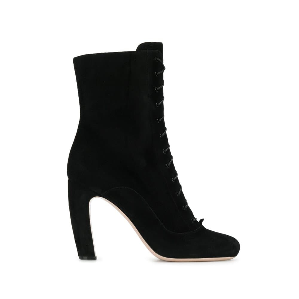 Miu Miu Suede Lace Up Boots Black