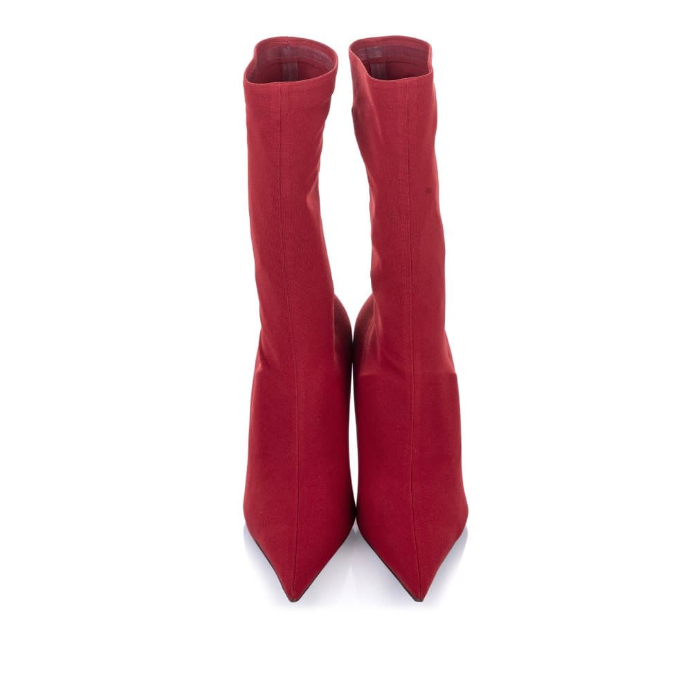 Balenciaga Knife Bootie Jersey Crepe Boots Red