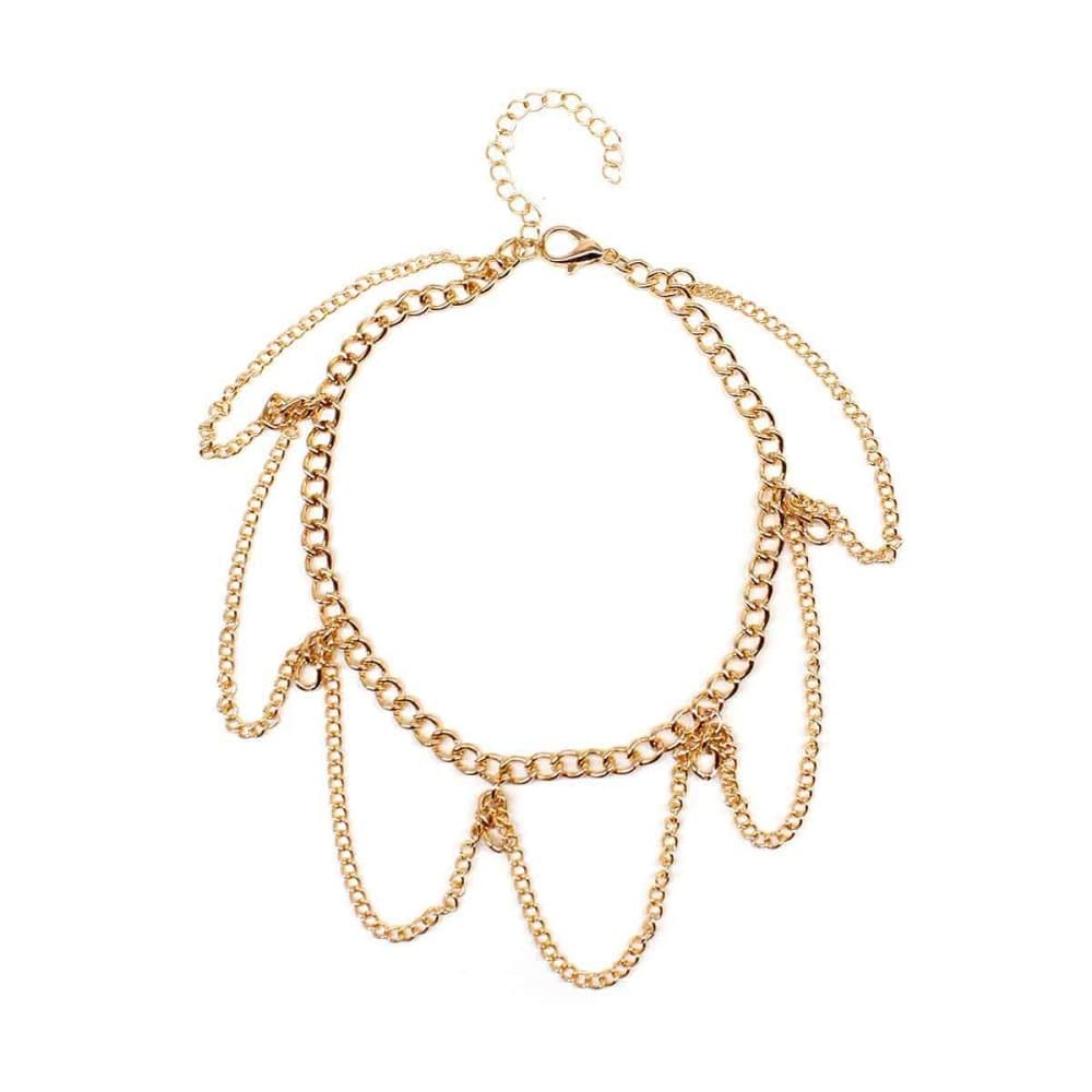 Multilayer Elegant Anklet Dam Ankel Chain Foot Armband Guld