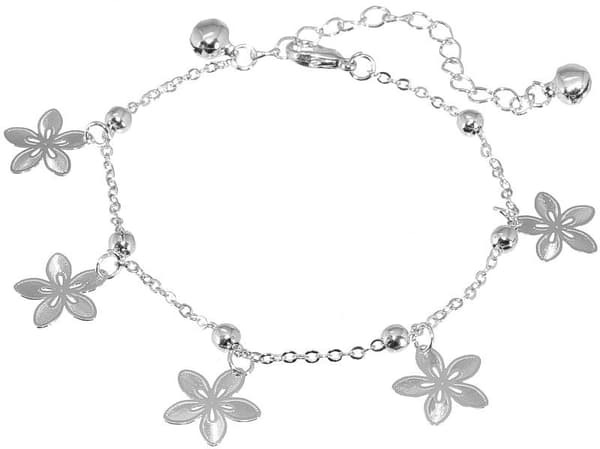 Silver Fotsmycke Fotlänk Vristlänk Fotkedja - Blomma & Kulor