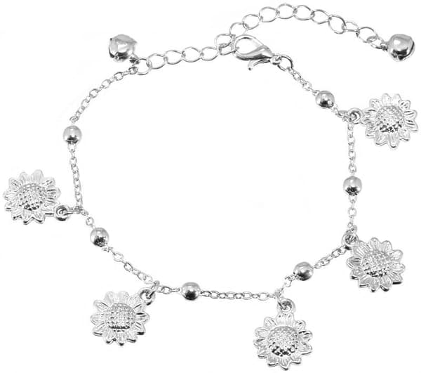 Silver Fotsmycke Fotlänk Vristlänk Fotkedja - Blomma / Solros