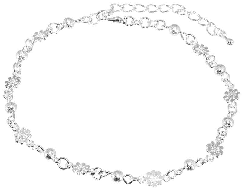 Silver Fotsmycke Fotlänk Vristlänk Fotkedja - Blommor & Kulor