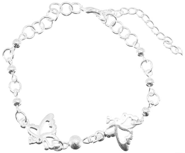 Silver Fotsmycke Fotlänk Vristlänk Fotkedja - Fjäril & Kulor