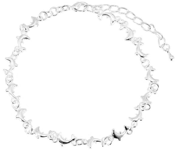 Silver Fotsmycke Fotlänk Vristlänk Fotkedja - Kedja med Delfiner