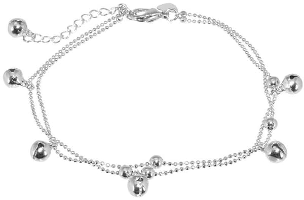 Silver Fotsmycke Fotlänk Vristlänk Fotkedja - Klocka/Bell & Kula
