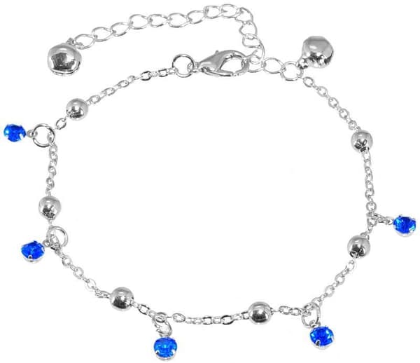 Silver Fotsmycke Fotlänk Vristlänk Fotkedja - Blå Rhinestones