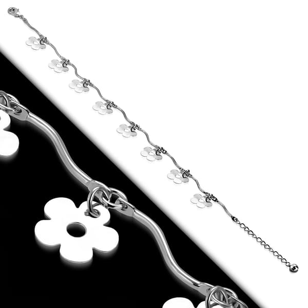 Fotsmycke Fotlänk Vristlänk Fotkedja i Silver färg med Blommor