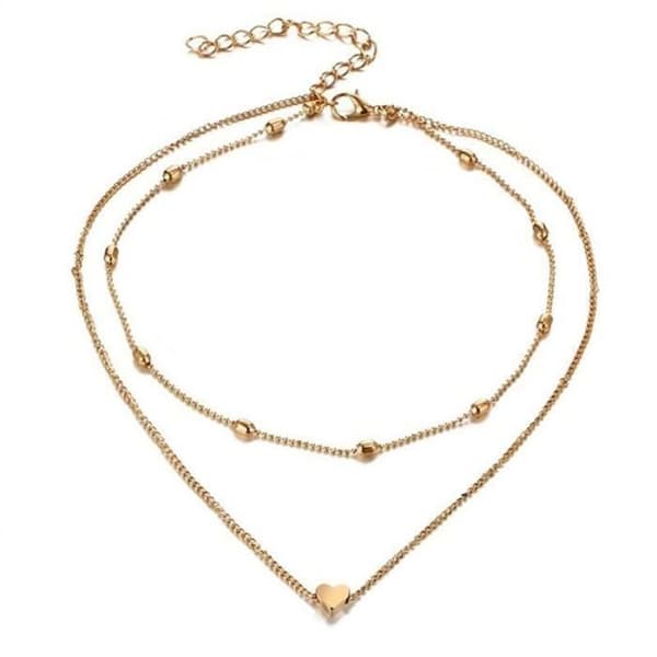 Armband - SHOP-STORY - Dubbel ankelkedja - Gyllene - Guldpläterad - Blandad