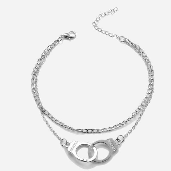 silver -Boho stil fotlänk, fotlänk, sommar, kärlek, handbojor, berlocker, sandaler, barfota, strand, smycken