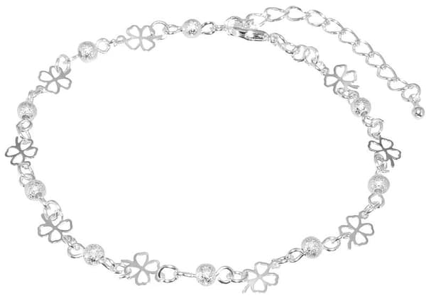 Silver Fotsmycke Fotlänk Vristlänk Fotkedja - Fyrklöver & Kulor